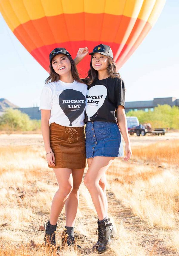 Hot Air Balloon Bucket List Tee - Unisex White & Black Shirts